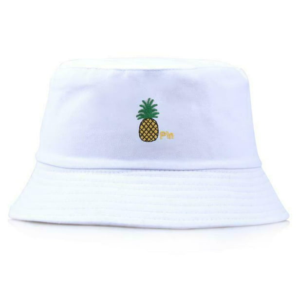 Summer White Pineapple Printed Bucket Hats Outdoor Pineapple Fishing Sun Caps Women Girls Cap 